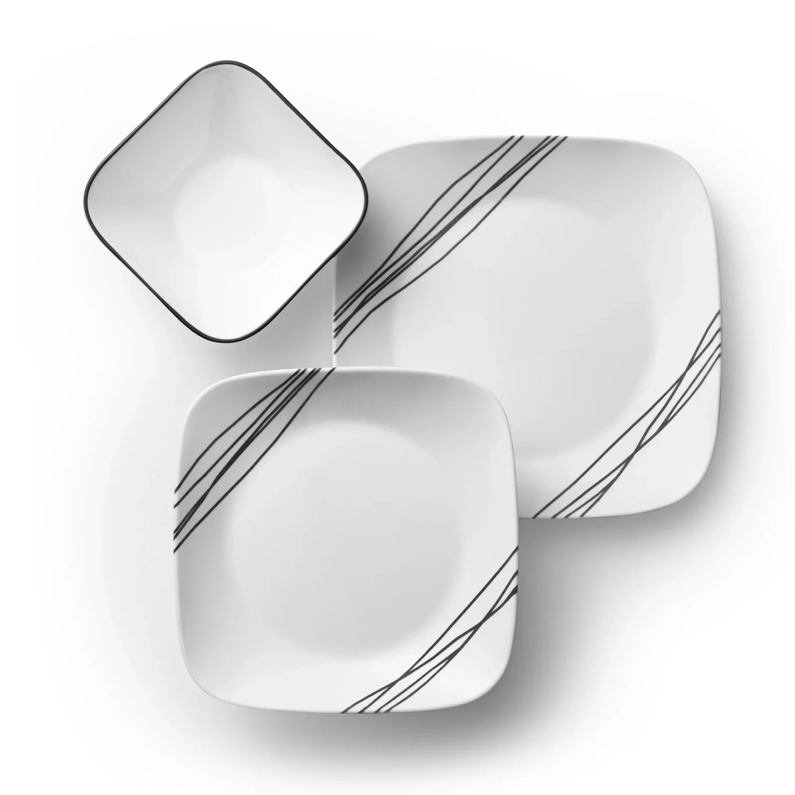 Image of Corelle® Square Simple Sketch 18-piece Dinnerware Set, Service for 6