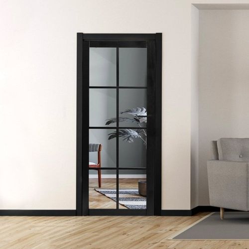 Jet Black Internal Fully Finished 8 Light Clear Glass Industrial Studio Door