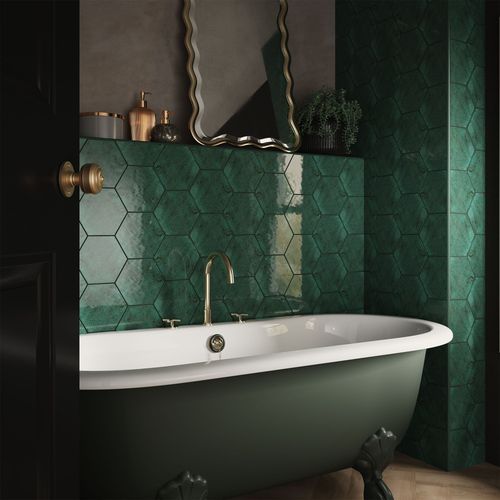 Green Gloss - Aura Smooth Hexagon Ceramic Wall Tile