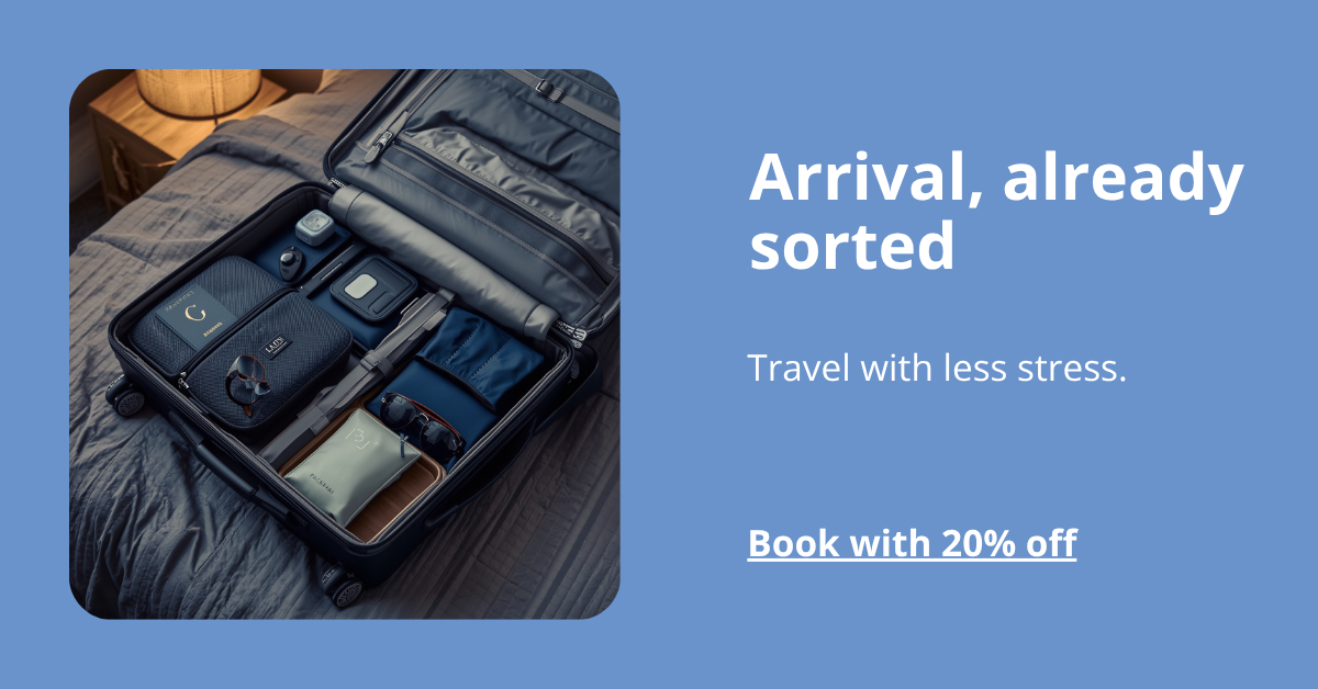 image of suitcase and text encouraging the user to check their price