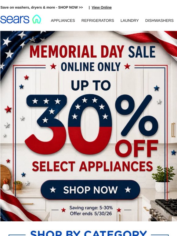 🌟 Memorial Day Deals are here! 🏠 Don't miss out on up to 30% off select appliances! 🎉