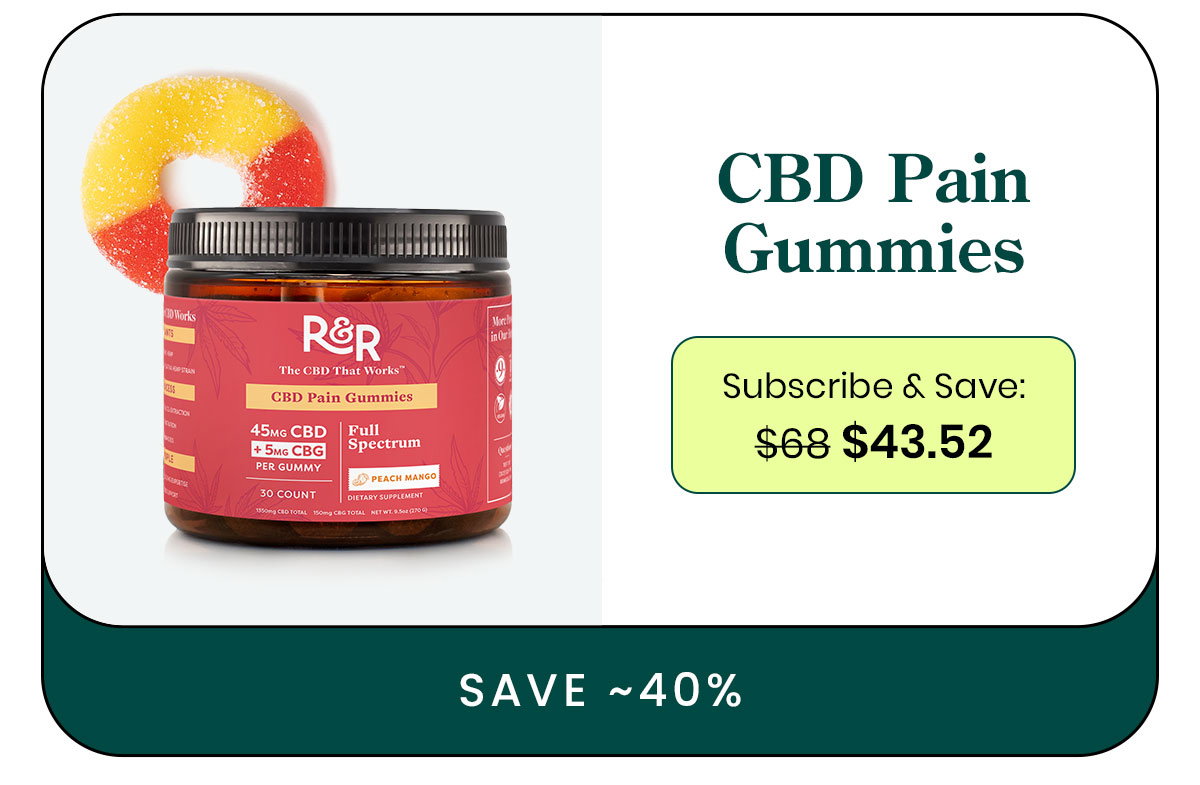 CBD Pain Gummies. Subscribe & Save: $43.52. Save ~40%