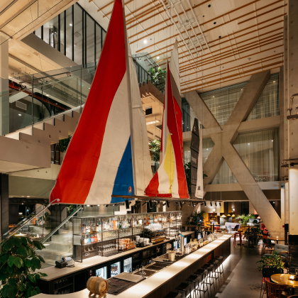 Colorful sails play a starring role in the Ruby Emma bar and lobby