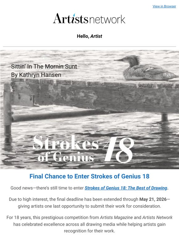 Final Call: Strokes of Genius Entries Close May 21