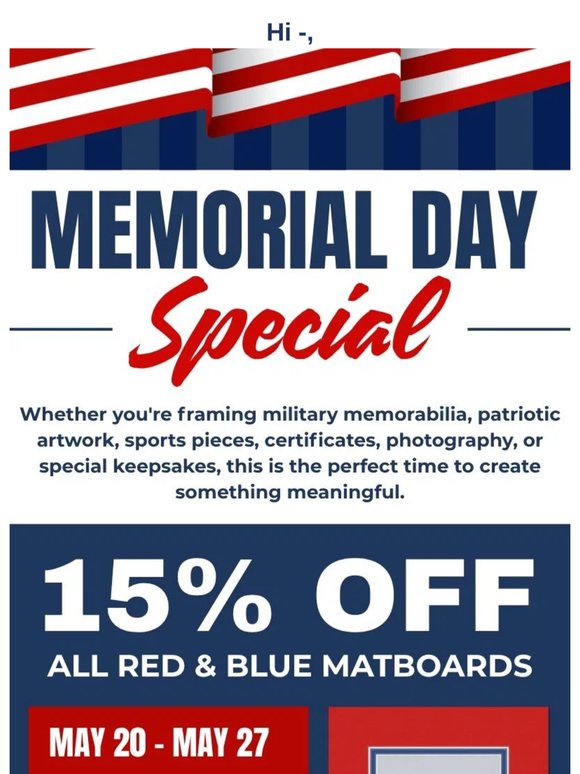 Memorial Day Special: 15% Off Red & Blue Matboards