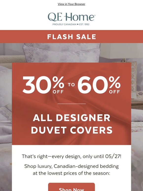 🚨 FLASH SALE ON NOW: 30% – 60% OFF Duvet Covers! 🚨