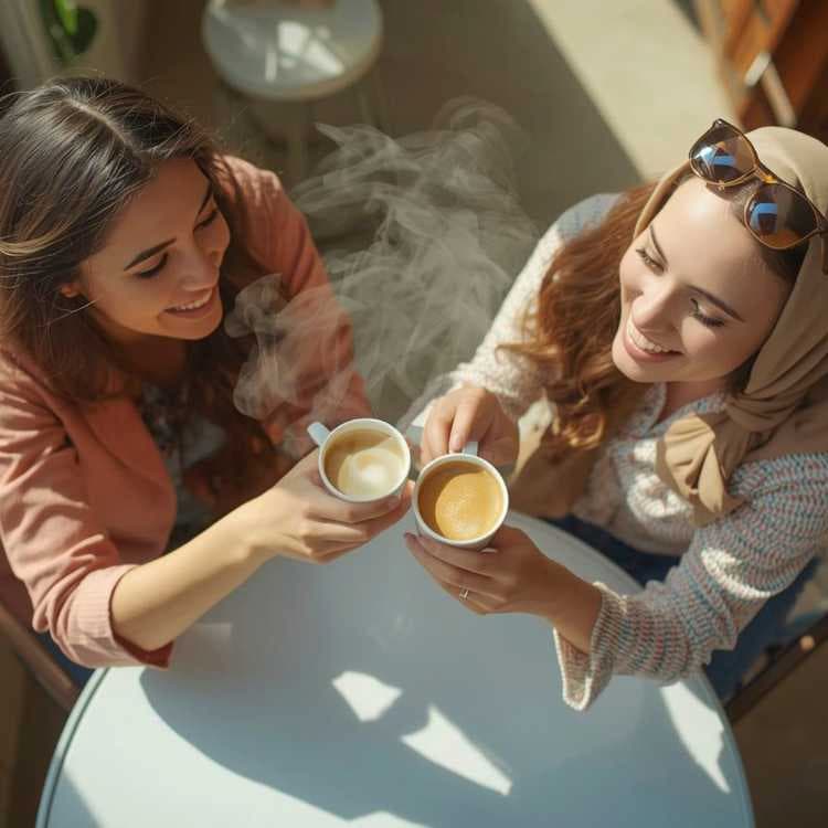 Social Connection - two women enjoy coffee