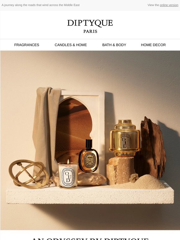 Savour an escape that transcends time, an odyssey paved by Diptyque