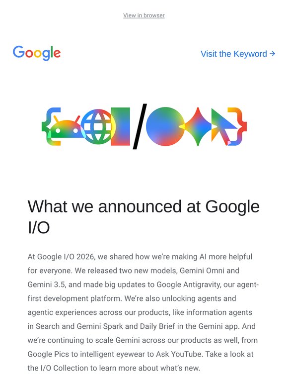 See the biggest news from I/O 2026
