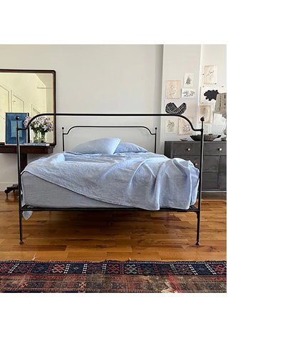Pale Blue Linen Flat Sheet