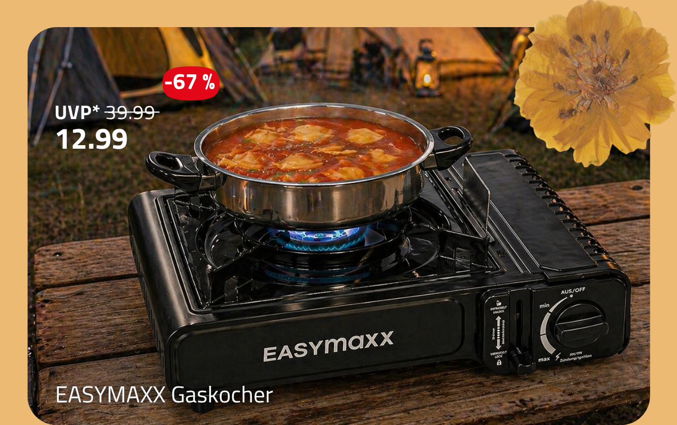 EASYMAXX Gaskocher - schwarz - 2100 Watt