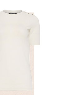 Ivory White Ribbed Button T-Shirt