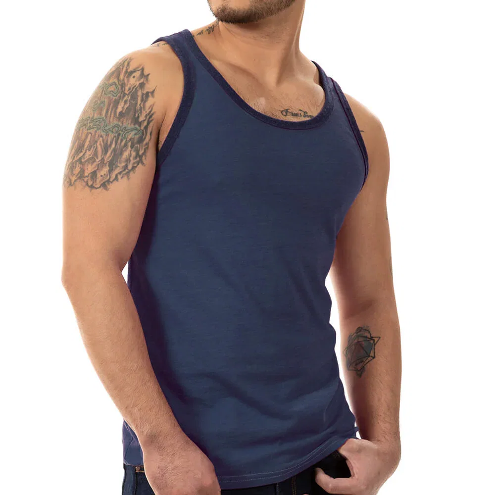 Image of "Varsity Tank" Tri-Blend Tank Top in True Blue Heather