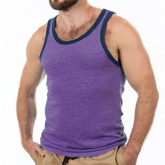Image of "Varsity Tank" Tri-Blend Tank Top in Purple Grape Heather