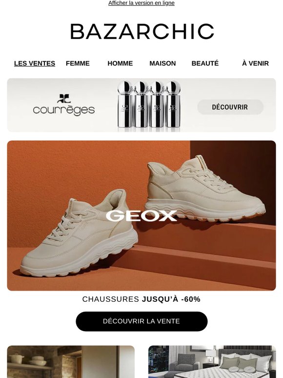 Geox, L'armoire de suzette, Cuisinox - Sabatier... Les nouvelles ventes vous attendent