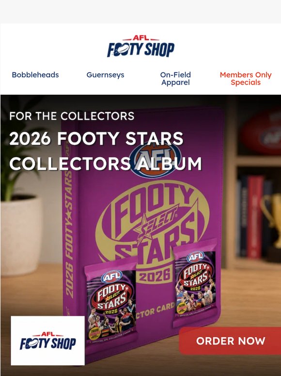 New for 2026: Footy Stars Collector Album, Pins, & Retro Socks