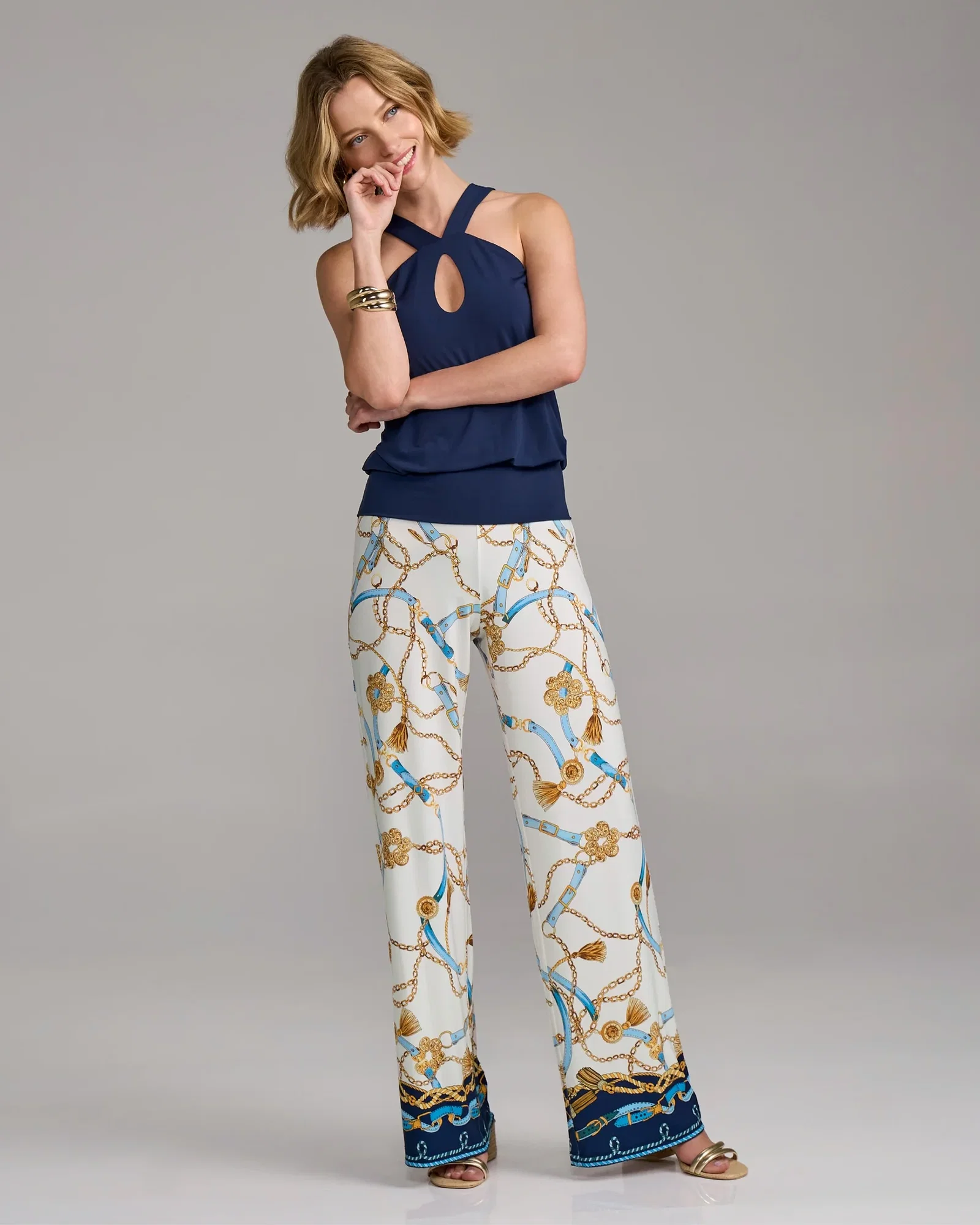 Image of Malibu Print Wide Leg Pant Nautical Status