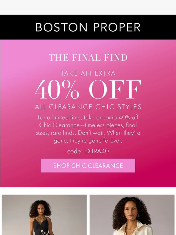 The Final Find: Extra 40% Off Clearance