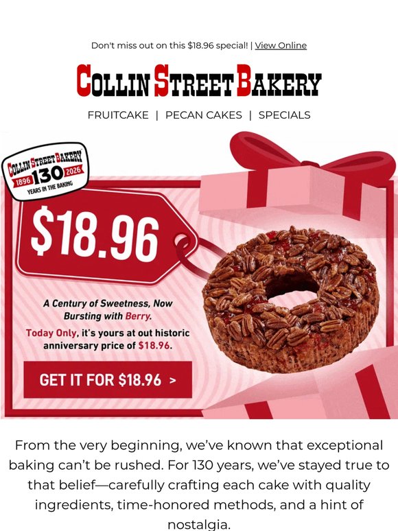 🚨 FINAL HOURS: Save over $20 on our Strawberry Pecan Cake
