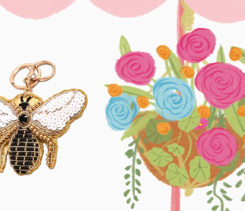BEADED BEE KEYRING BAG CHARM