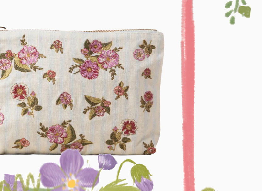 WILD ROSE VELVET FRILL POUCH
