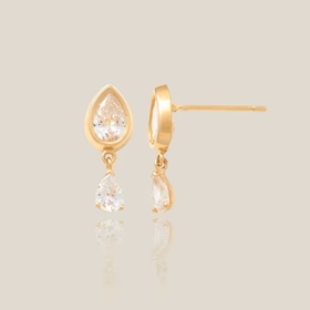 Double Teardrop Dangle Stud Earrings