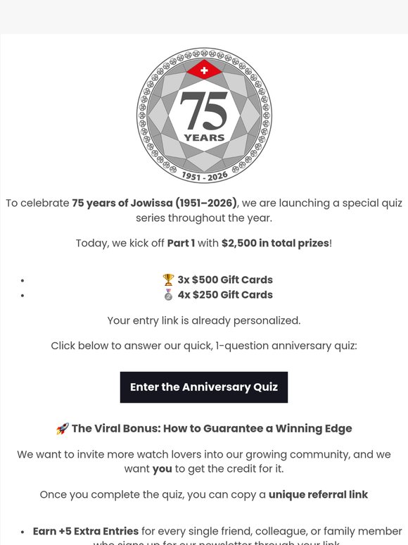 We’re turning 75! (And giving away $2,500 in prizes) 🇨🇭