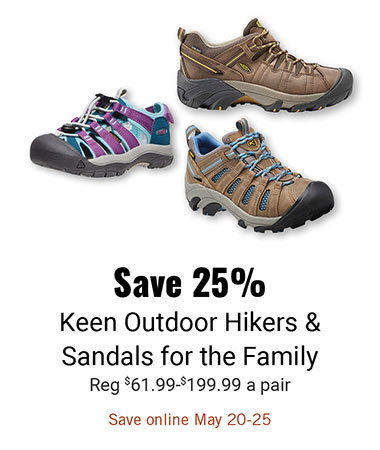 Save 25% Keen Outdoor Hikers and Sandals for the Family