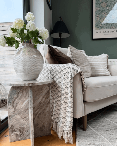 Charmouth Marble Round Side Table - Leopard