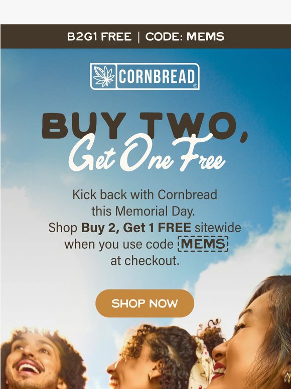 Buy 2, Get 1 Free for Memorial Day! ☀️