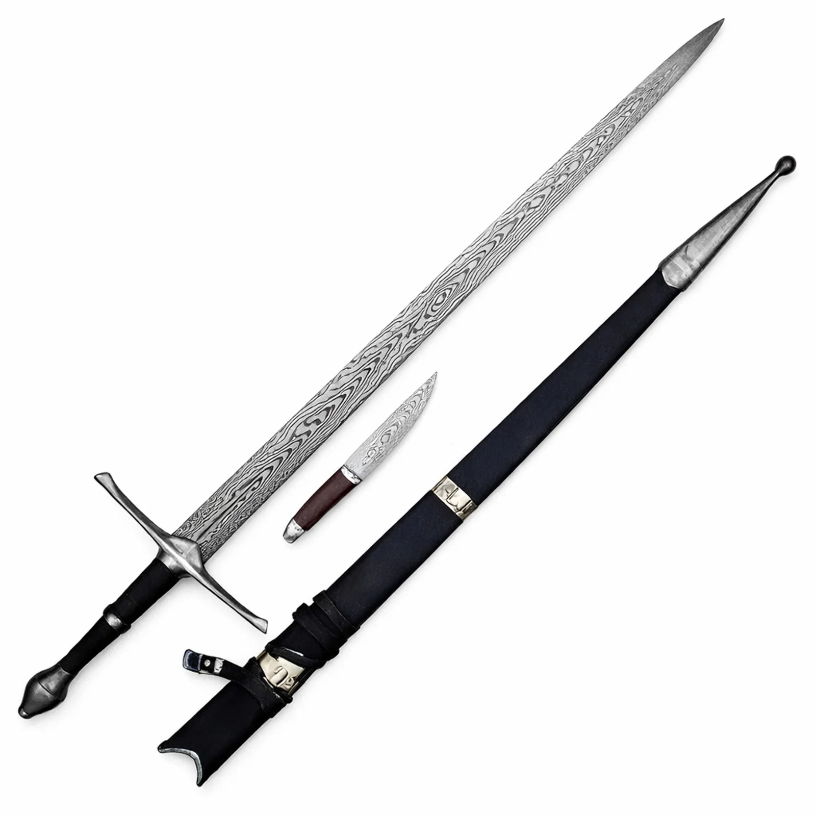 Image of Longsword with Knife - 44"- High Carbon Damascus Steel