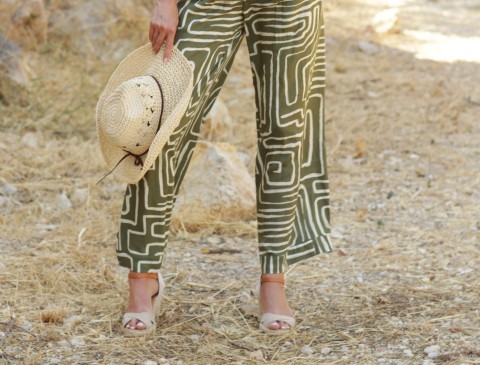 Ladies Pomodoro Graphic Print Relaxed Fit Trousers