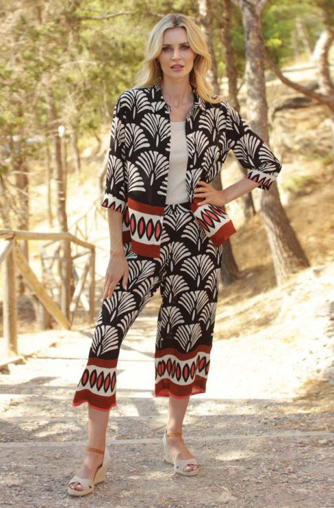 Ladies Pomodoro Border Print Culottes