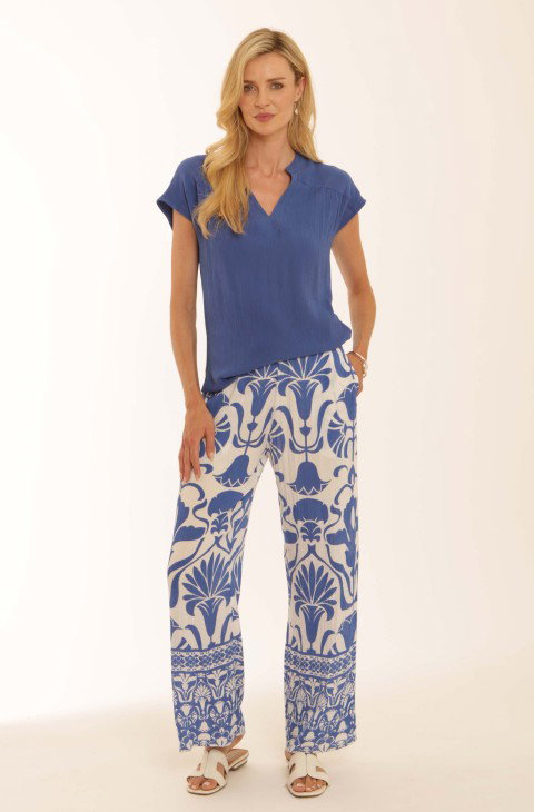 Ladies Pomodoro Goa Border Print Trousers