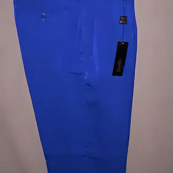 Long Rise Big Leg Slacks Royal Blue Wide Leg Dress Pants Pleated Baggy Dress Trousers Unhemmed Unfinished Bottom