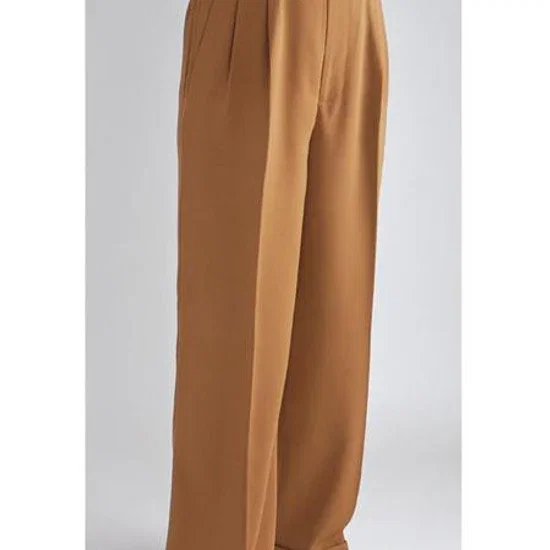 Men's Wide Leg Pants Mocca~Coffee~Light Brown Double Pleated Besom Rear Pockets
