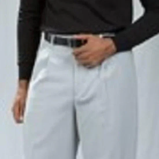 Pacelli Crystal Silver Pleated Baggy Fit Dress Pants unhemmed unfinished bottom Men's Wide Leg Trousers - Cheap Priced Dress Slacks For Men On Sale