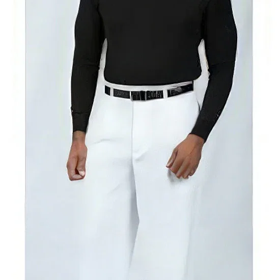Pacelli White Pleated Baggy Fit Dress Pants unhemmed unfinished bottom Men's Wide Leg Trousers - Cheap Priced Dress Slacks For Men On Sale