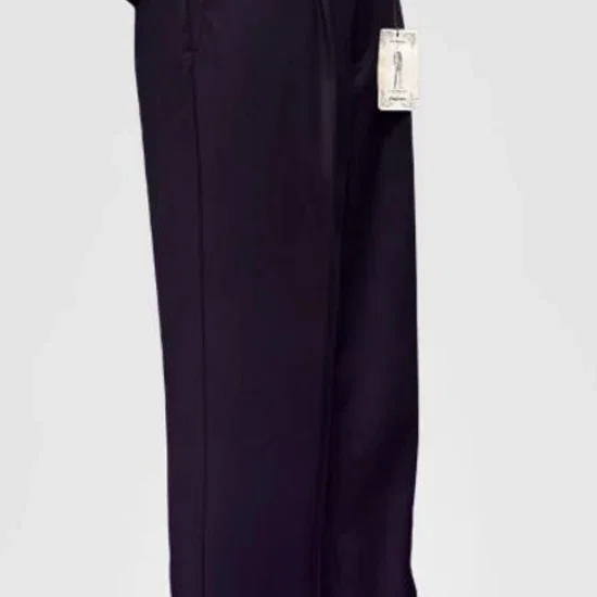 Mens Pant - Pleated Wide Leg - Eggplant - 100% Percent Wool Fabric