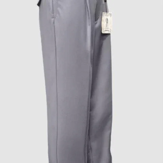 Mens Pant - Pleated Wide Leg - Grey - 100% Percent Wool Fabric