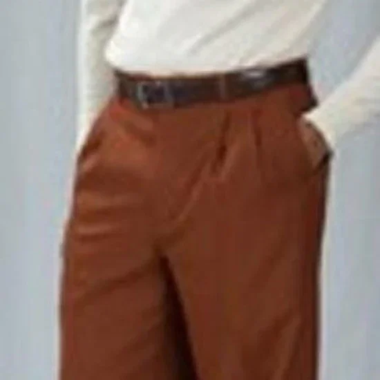 Pacelli Cognac Pleated Baggy Fit Dress Pants unhemmed unfinished bottom - Cheap Priced Dress Slacks For Men On Sale