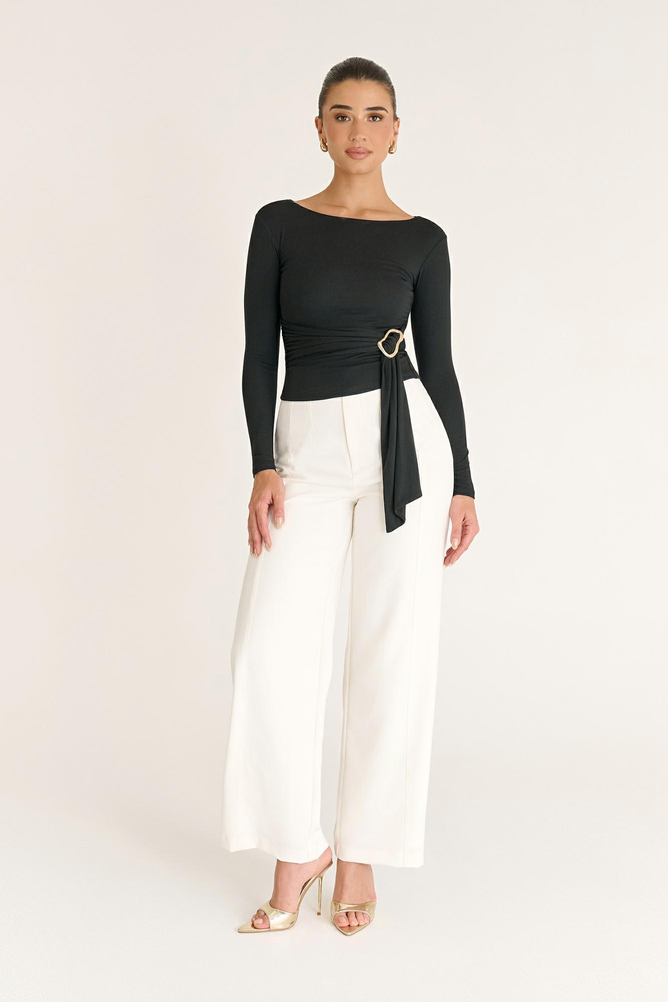 Image of Mabel Long Sleeve Top - BLACK, 8