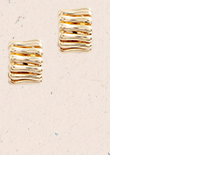 Gold Tone Chunky Layered Hoop Earrings