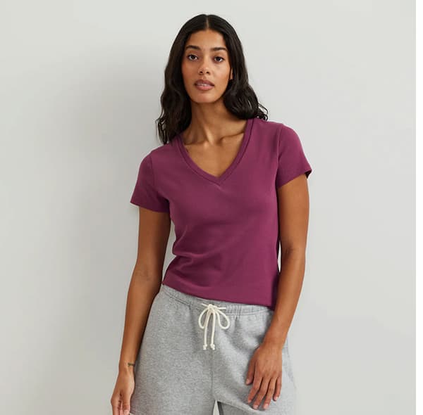 Women's Everyday Short-Sleeve V-Neck T-Shirt