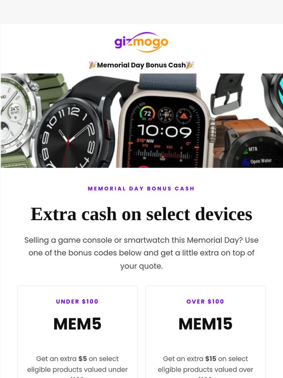 Memorial Day bonus cash is here!