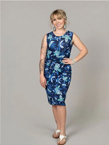 Sleeveless Knee-Length Dress with Knot Detail