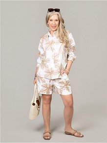 Embroidered Linen Button Up Blouse