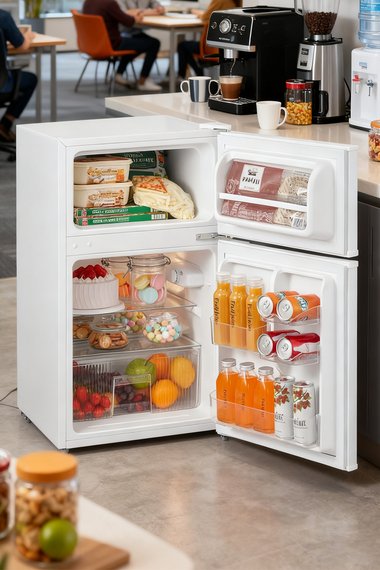 87L 2-Section Fridge Freezer Refrigerator with Light, Removable Shelves, Drawer, Adjustable Thermostat