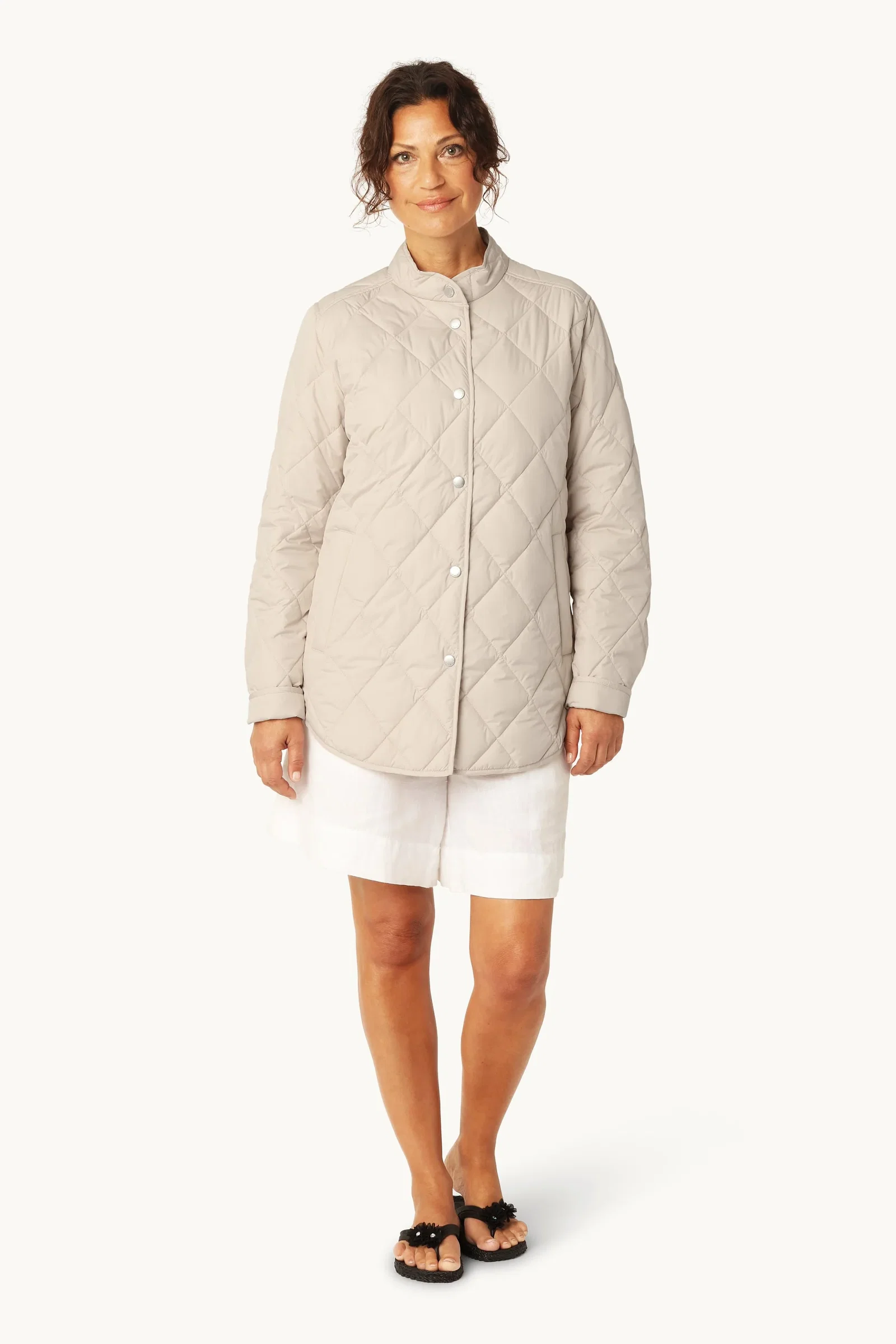Image of Quilted Shirt Jacket - Light Camel