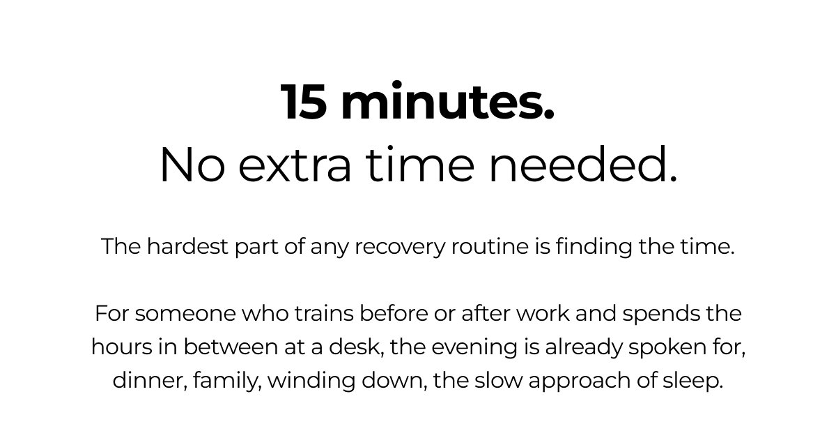 15 minutes. No extra time needed.